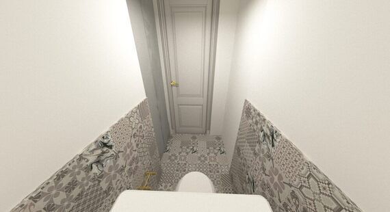 Туалет: готовый дизайн проект в стиле "Скандинавский". Площадь 2.0 м² - фото №2