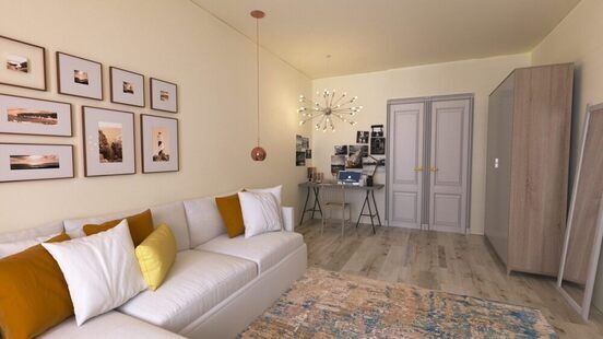 Фото № 1: Дизайн-проект зала 19.0  м² Скандинавский стиль для ЖК Петровский