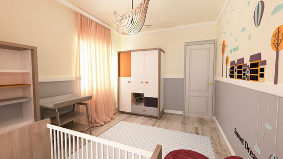 Фото № 2: Дизайн-проект детской 12.1  м² Скандинавский стиль для ЖК Петровский