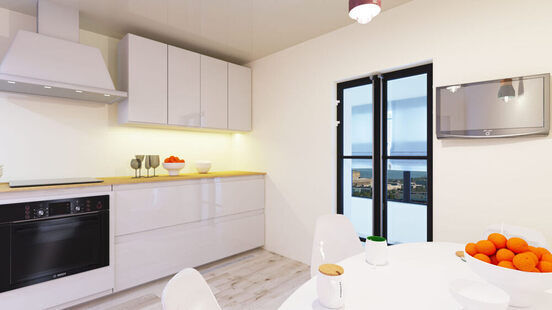 Фото № 2: Дизайн-проект кухни 12.5  м² Скандинавский стиль для ЖК Петровский