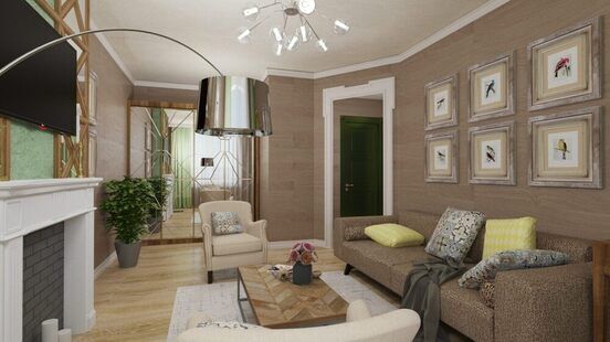 Фото № 1: Дизайн-проект зала 20.5  м² стиль Прованс для ЖК Петровский