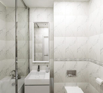 Фото № 3: Дизайн-проект совмещенного санузла 4.1  м² стиль Минимализм для ЖК Петровский