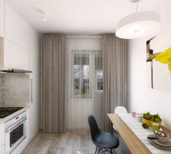 Фото № 2: Дизайн-проект кухни 9.4  м² стиль Минимализм для ЖК Петровский