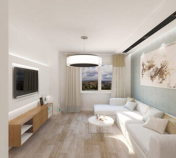 Фото № 1: Дизайн-проект зала 18.4  м² стиль Минимализм для ЖК Петровский