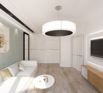 Фото № 2: Дизайн-проект зала 18.4  м² стиль Минимализм для ЖК Петровский