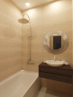 Фото № 1: Дизайн-проект ванной 7.9  м² стиль Модернизм для ЖК Петровский