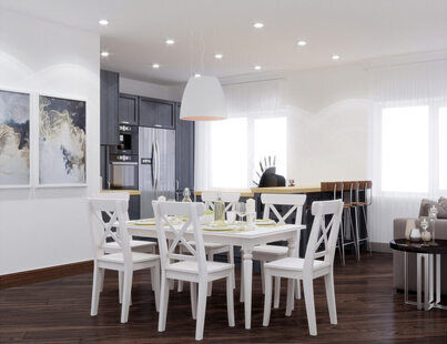 Фото № 3: Дизайн-проект трехкомнатной квартиры 94.1  м² стиль Современная классика для ЖК Окский берег