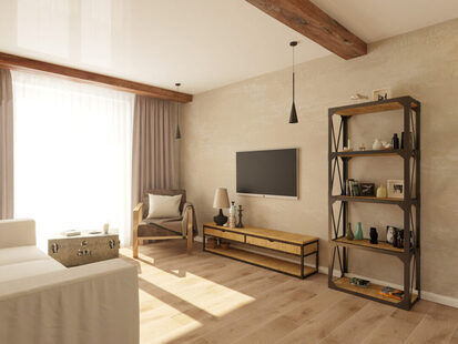 Фото № 6: Дизайн-проект однокомнатной квартиры 46.9  м² стиль Лофт для ЖК Крылья