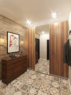 Фото № 4: Дизайн-проект однокомнатной квартиры 46.9  м² стиль Лофт для ЖК Крылья