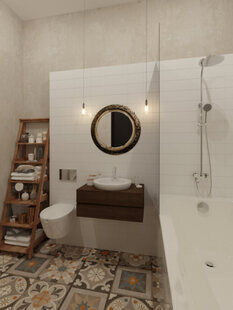 Фото № 5: Дизайн-проект однокомнатной квартиры 46.9  м² стиль Лофт для ЖК Крылья