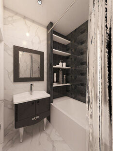 Фото № 6: Дизайн-проект двухкомнатной квартиры 77.0  м² стиль Минимализм для ЖК Летняя резиденция