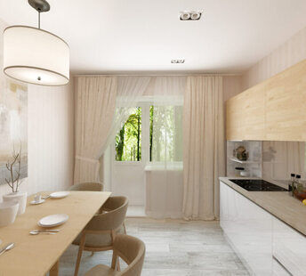 Фото № 1: Дизайн-проект двухкомнатной квартиры 51.3  м² стиль Модернизм для ЖК Окский берег