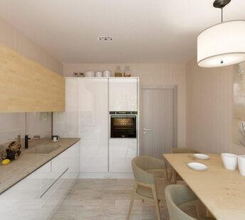 Фото № 3: Дизайн-проект двухкомнатной квартиры 51.3  м² стиль Модернизм для ЖК Окский берег