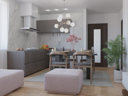 Фото № 1: Дизайн-проект двухкомнатной квартиры 83.05  м² стиль Контемпорари для ЖК Крылья