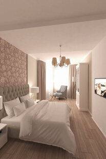 Фото № 4: Дизайн-проект однокомнатной квартиры 48.7  м² стиль Современная классика для ЖК PARUS