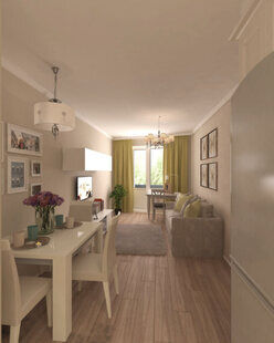 Фото № 2: Дизайн-проект однокомнатной квартиры 48.7  м² стиль Современная классика для ЖК PARUS