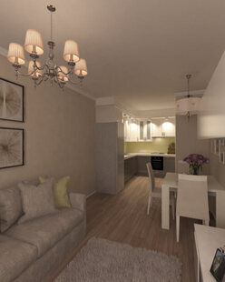 Фото № 6: Дизайн-проект однокомнатной квартиры 48.7  м² стиль Современная классика для ЖК PARUS