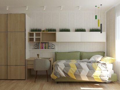 Фото № 6: Дизайн-проект двухкомнатной квартиры 56.6  м² Эко-стиль для ЖК GREEN PARK