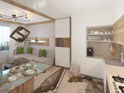 Фото № 2: Дизайн-проект двухкомнатной квартиры 56.6  м² Эко-стиль для ЖК GREEN PARK