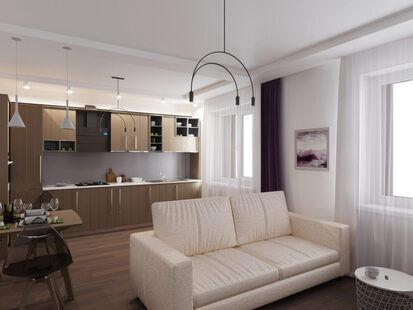 Фото № 1: Дизайн-проект двухкомнатной квартиры 61.6  м² стиль Минимализм для ЖК PARUS