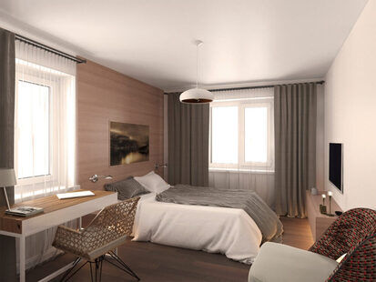 Фото № 4: Дизайн-проект двухкомнатной квартиры 61.6  м² стиль Минимализм для ЖК PARUS