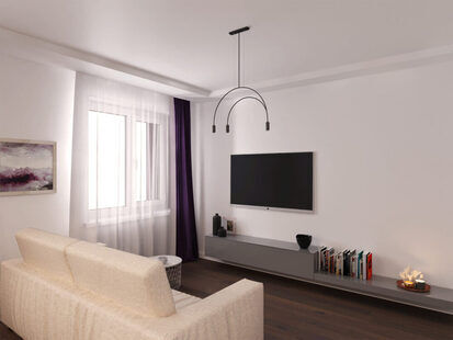 Фото № 3: Дизайн-проект двухкомнатной квартиры 61.6  м² стиль Минимализм для ЖК PARUS