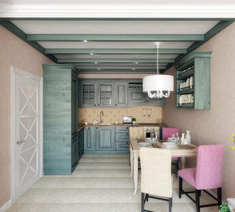 Фото № 2: Дизайн-проект однокомнатной квартиры 45.7  м² стиль Прованс для ЖК Атмосфера