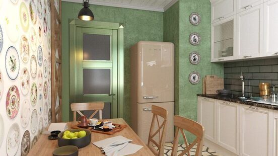 Фото № 4: Дизайн-проект однокомнатной квартиры 45.3  м² стиль Прованс для ЖК Петровский