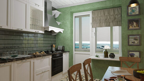 Фото № 1: Дизайн-проект однокомнатной квартиры 45.3  м² стиль Прованс для ЖК Петровский