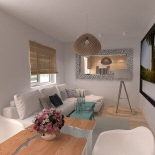 Фото № 1: Дизайн-проект двухкомнатной квартиры 54.6  м² Эко-стиль для ЖК Гармония