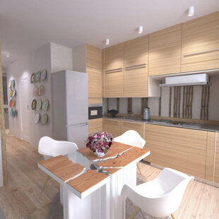 Фото № 3: Дизайн-проект двухкомнатной квартиры 54.6  м² Эко-стиль для ЖК Гармония