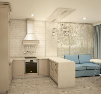 Фото № 1: Дизайн-проект двухкомнатной квартиры 58.7  м² стиль Современная классика для ЖК Екатерининский