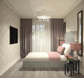 Фото № 2: Дизайн-проект двухкомнатной квартиры 58.7  м² стиль Современная классика для ЖК Екатерининский