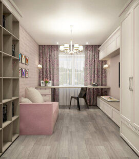 Фото № 5: Дизайн-проект двухкомнатной квартиры 58.7  м² стиль Современная классика для ЖК Екатерининский