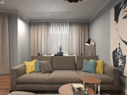 Фото № 5: Дизайн-проект двухкомнатной квартиры 63.9  м² стиль Модернизм для двухкомнатной квартиры в д. оболдино