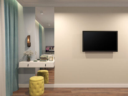 Фото № 2: Дизайн-проект двухкомнатной квартиры 63.9  м² стиль Модернизм для двухкомнатной квартиры в д. оболдино