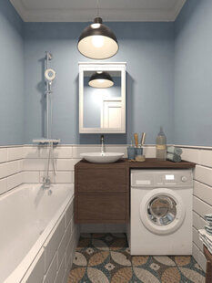 Фото № 6: Дизайн-проект двухкомнатной квартиры 63.9  м² стиль Модернизм для двухкомнатной квартиры в д. оболдино