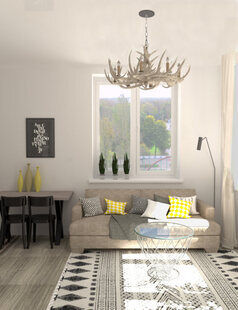 Фото № 2: Дизайн-проект однокомнатной квартиры 38.6  м² Скандинавский стиль для ЖК Прага