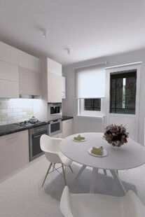 Фото № 2: Дизайн-проект однокомнатной квартиры 42.0  м² стиль Минимализм для ЖК Гармония