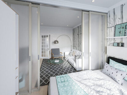 Фото № 4: Дизайн-проект спальни 19.0  м² Скандинавский стиль для ЖК Крылья