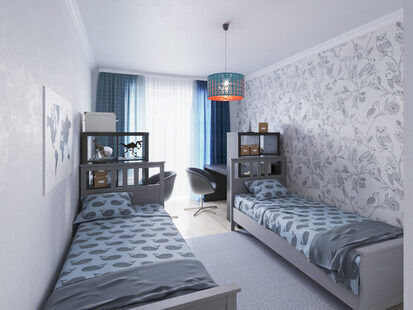 Фото № 1: Дизайн-проект детской 15.1  м² Скандинавский стиль для ЖК Крылья