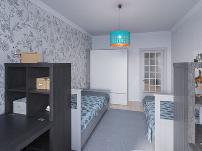 Фото № 2: Дизайн-проект детской 15.1  м² Скандинавский стиль для ЖК Крылья