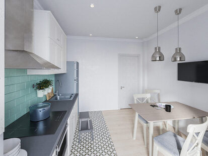 Фото № 2: Дизайн-проект кухни 11.9  м² Скандинавский стиль для ЖК Крылья