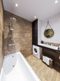 Фото № 1: Дизайн-проект ванной 3.9  м² Скандинавский стиль для ЖК Крылья