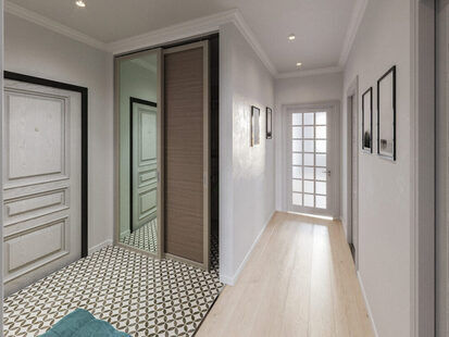 Фото № 2: Дизайн-проект прихожей 10.2  м² Скандинавский стиль для ЖК Крылья