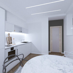 Фото № 2: Дизайн-проект кухни 10.9  м² стиль Хай-тек для ЖК Крылья