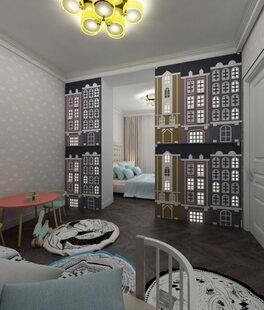 Фото № 2: Дизайн-проект детской 15.0  м² стиль Современная классика для ЖК Екатерининский