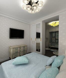 Фото № 2: Дизайн-проект спальни 10.8  м² стиль Современная классика для ЖК Екатерининский