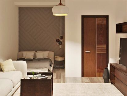 Фото № 3: Дизайн-проект однокомнатной квартиры 39.1  м² стиль Минимализм для ЖК Прага