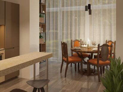 Фото № 4: Дизайн-проект однокомнатной квартиры 39.1  м² стиль Минимализм для ЖК Прага